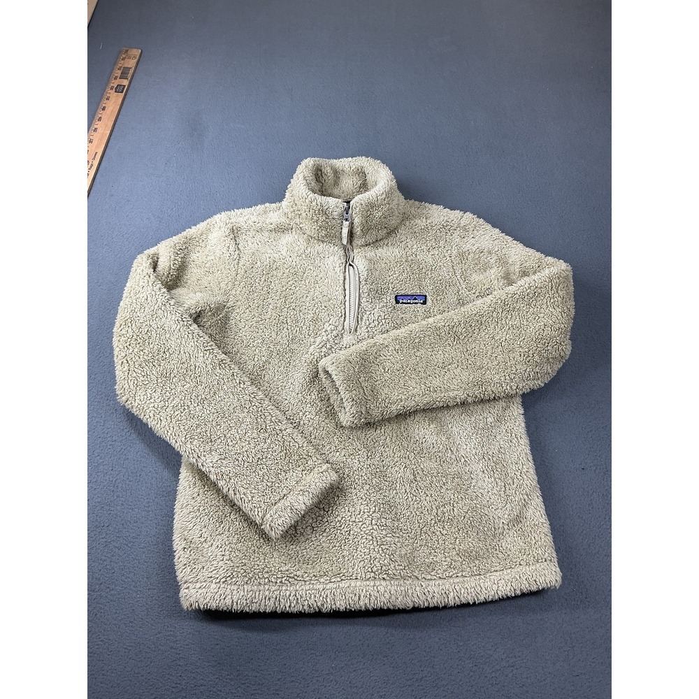 Patagonia Jacket Womens S Beige Fleece 1/4 Zip Lined Collared Pullover 25235